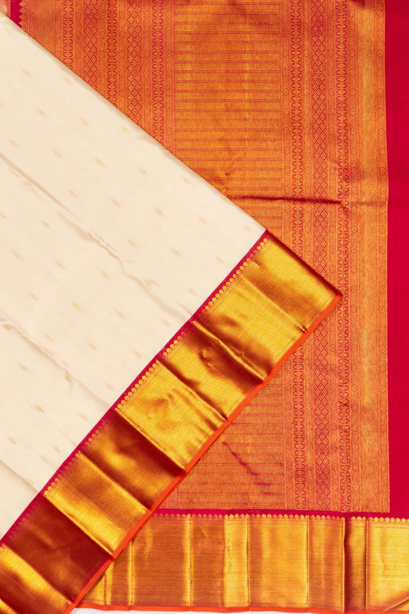 Classic Kanchipuram Silk Butta Off White Saree