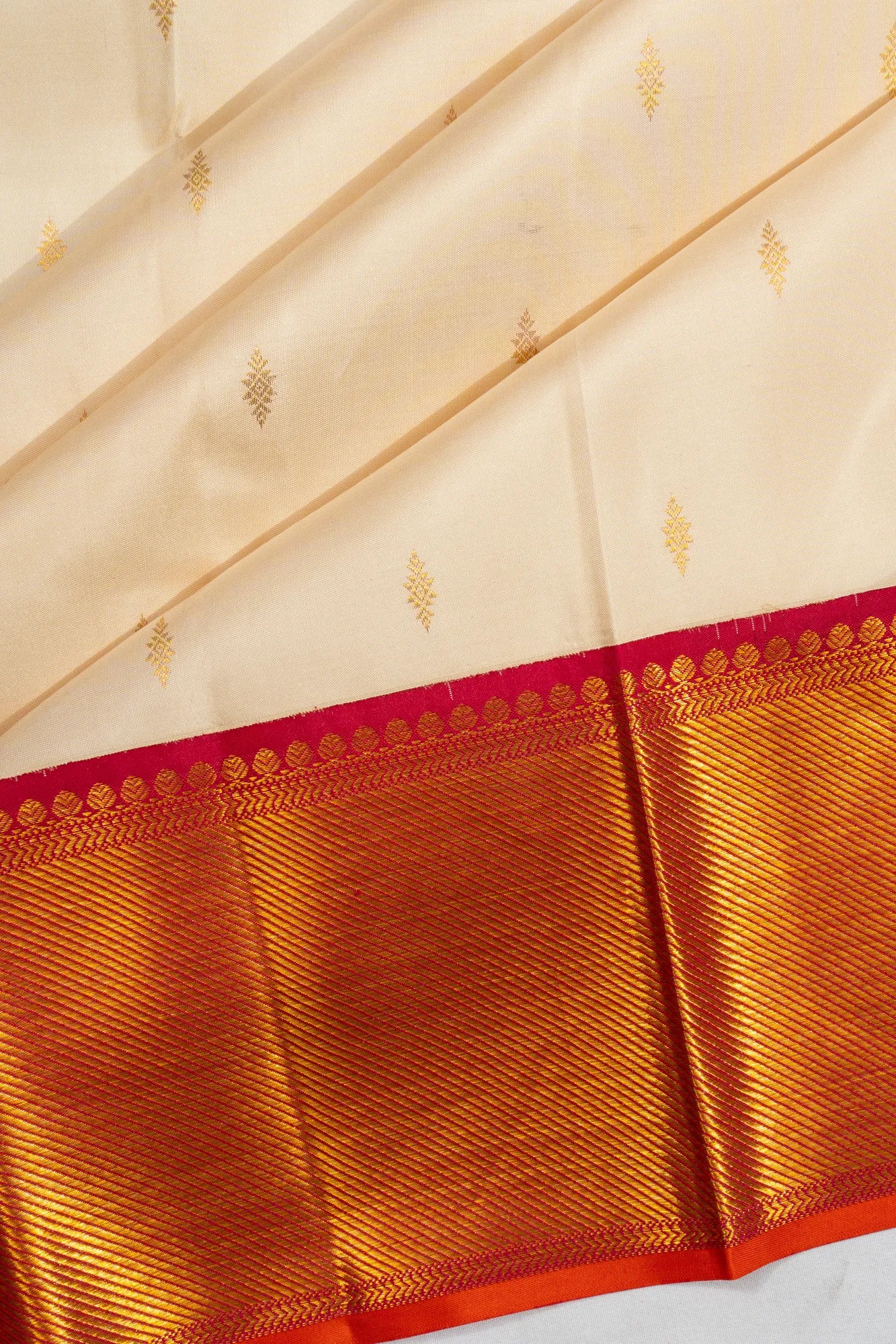 Classic Kanchipuram Silk Butta Off White Saree
