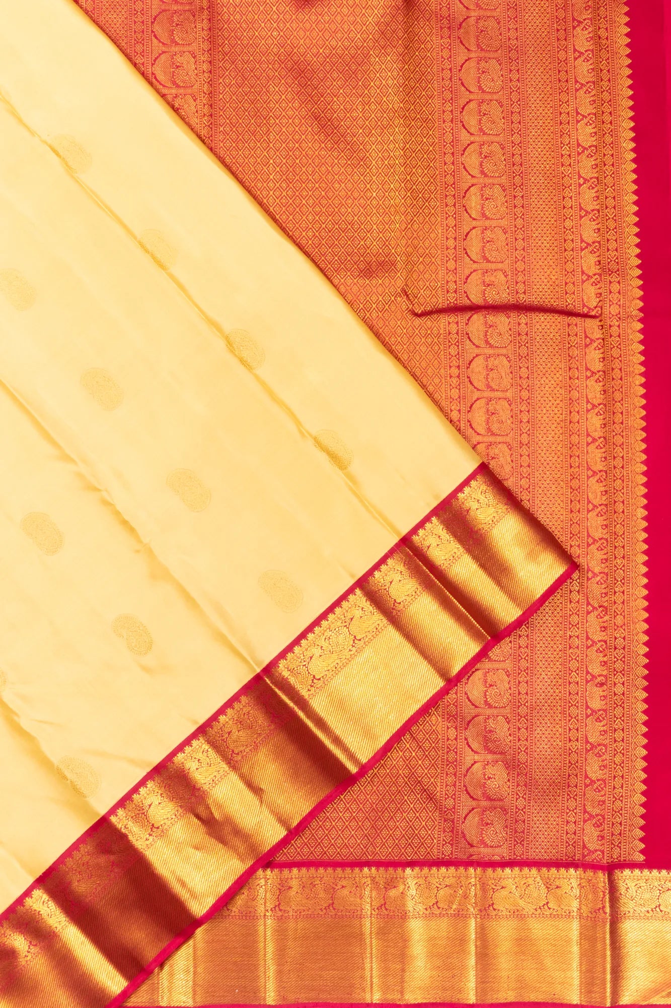 Classic Kanchipuram Silk Butta Cream Saree