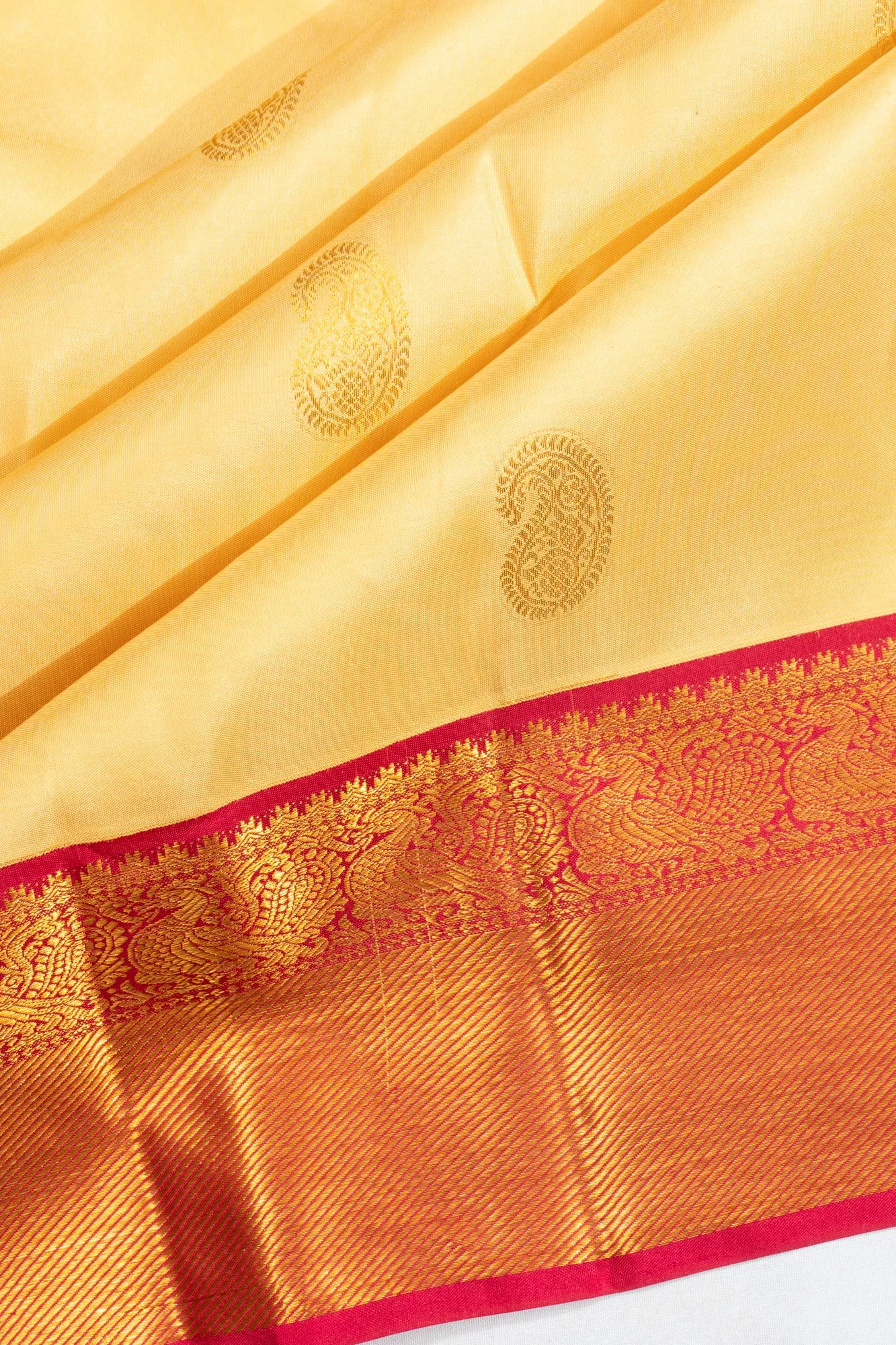 Classic Kanchipuram Silk Butta Cream Saree