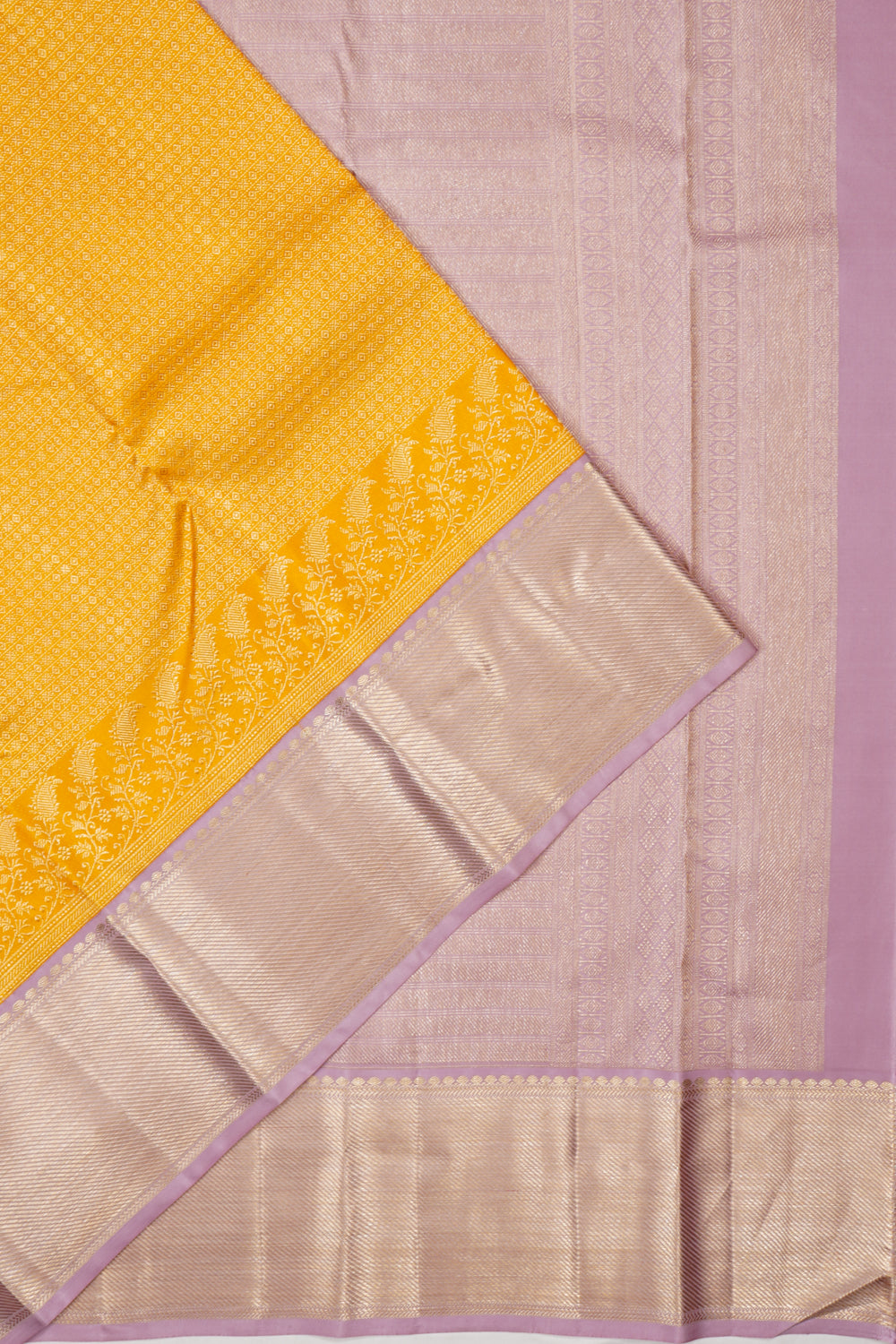 Taranga Kanchi Silk Checks And Butta Yellow Saree