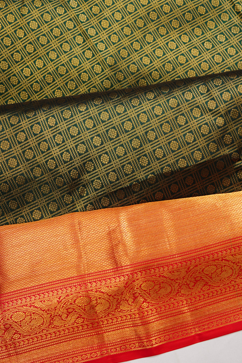 Taranga Kanchi Silk Brocade Dark Green Saree