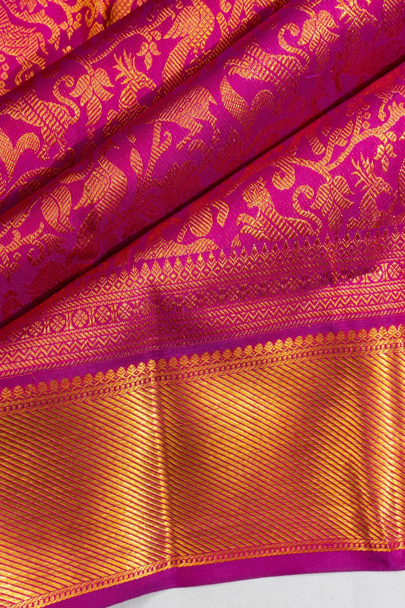 Kanchipuram Silk Jaal Pink Saree