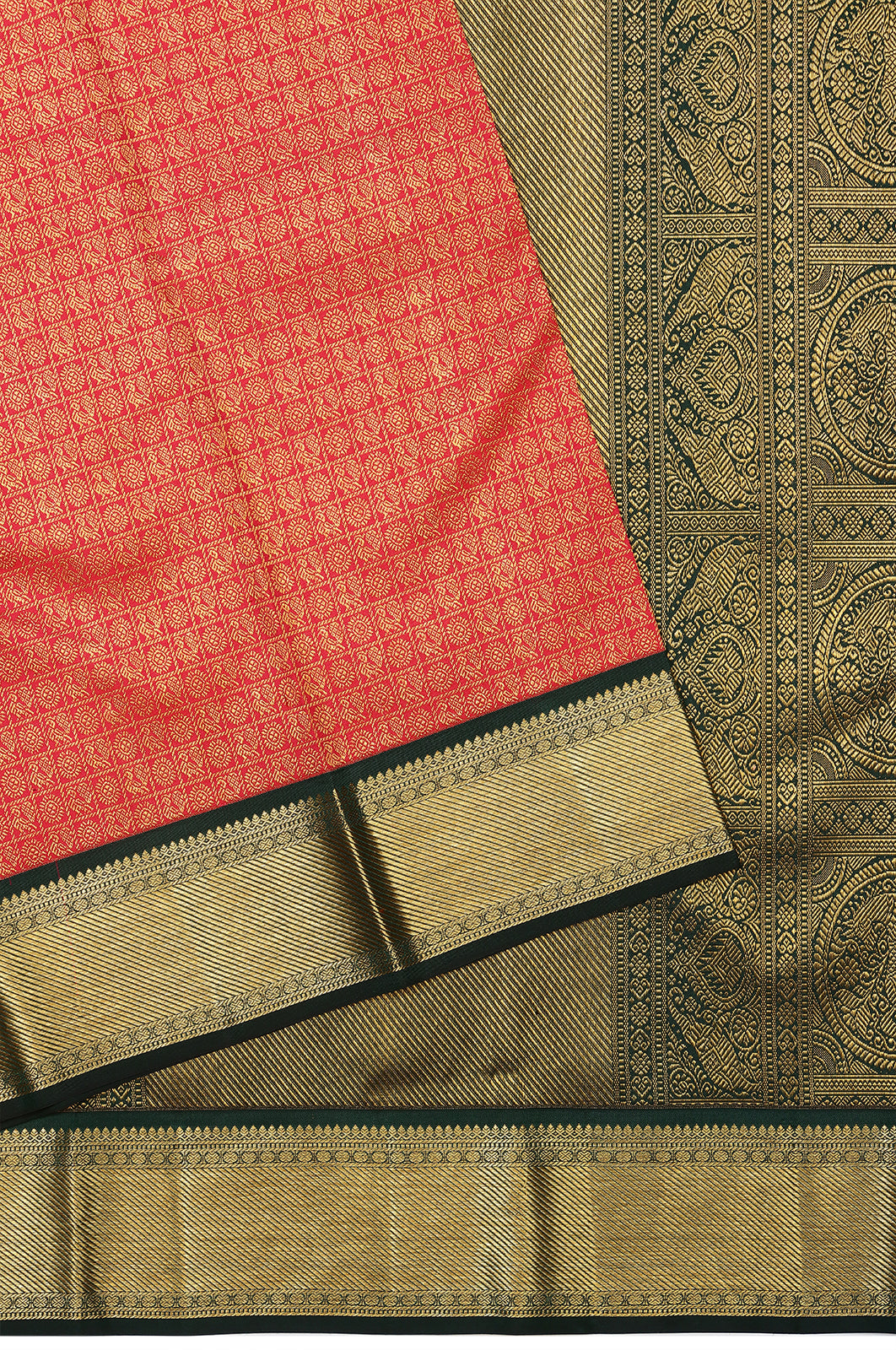 Taranga Kanchi Silk Brocade Red Saree