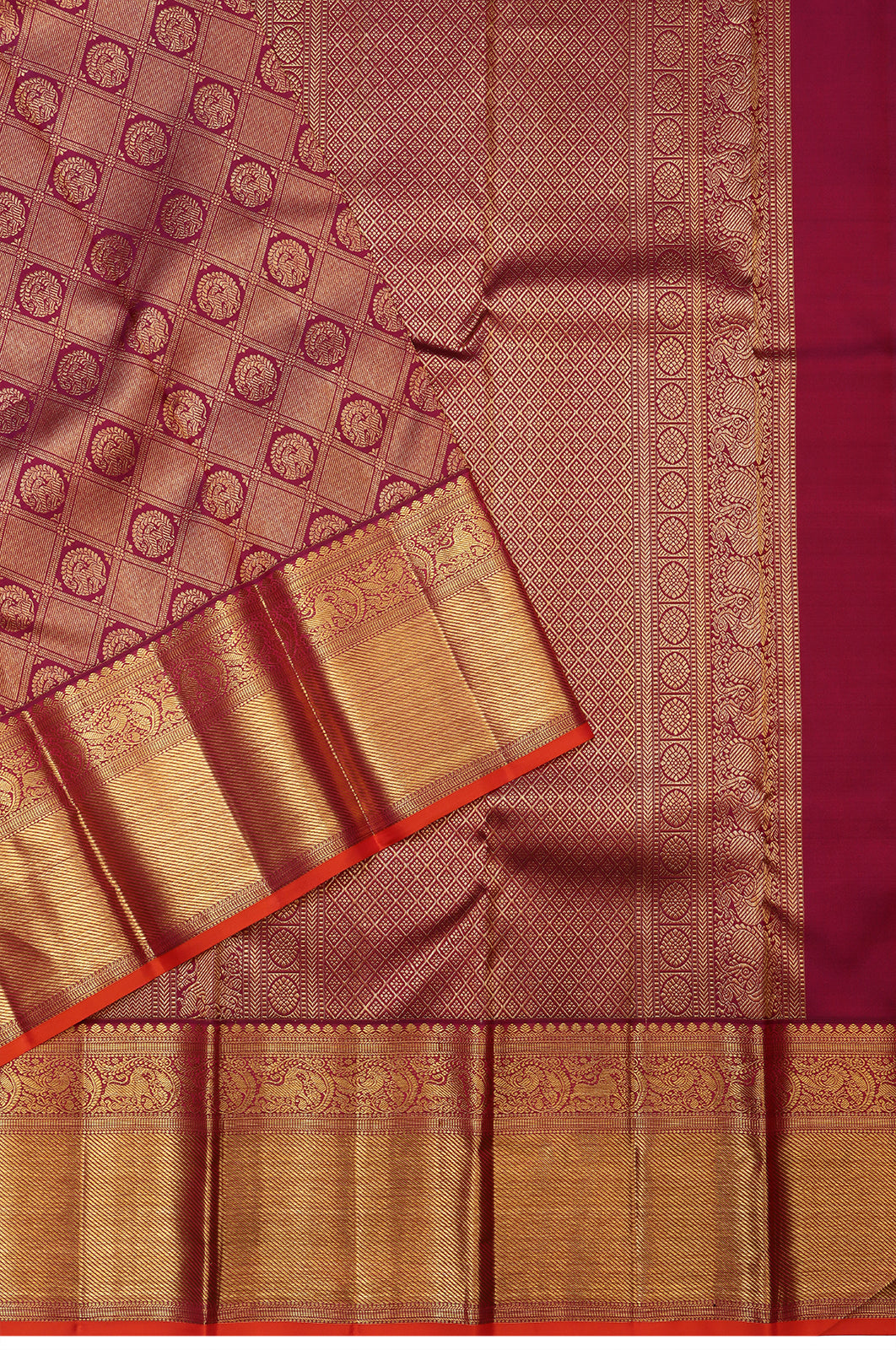 Kanchipuram Silk Brocade Maroon Saree