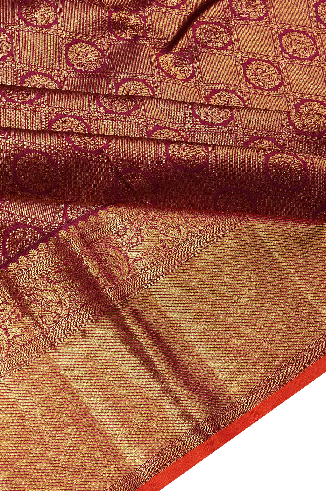 Kanchipuram Silk Brocade Maroon Saree