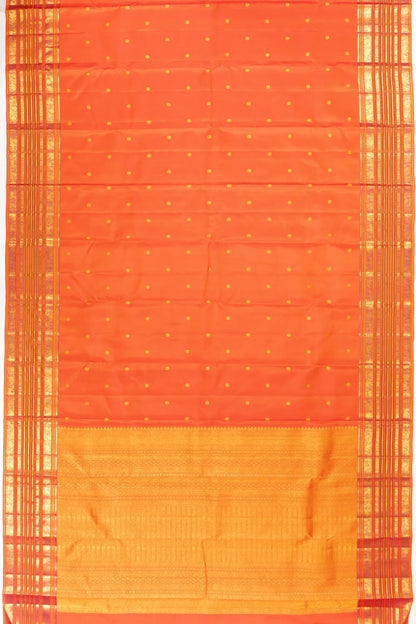 Classic Kanchipuram Silk Butta Orange Saree With Rakhi