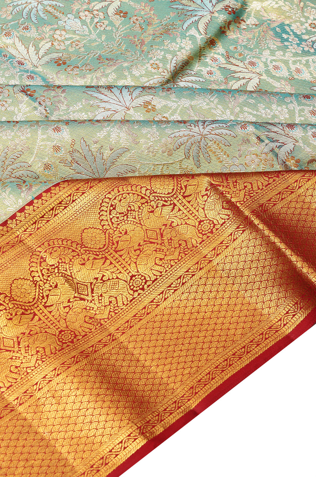 Taranga Kanchi Silk Tissue Brocade Sea Green Saree