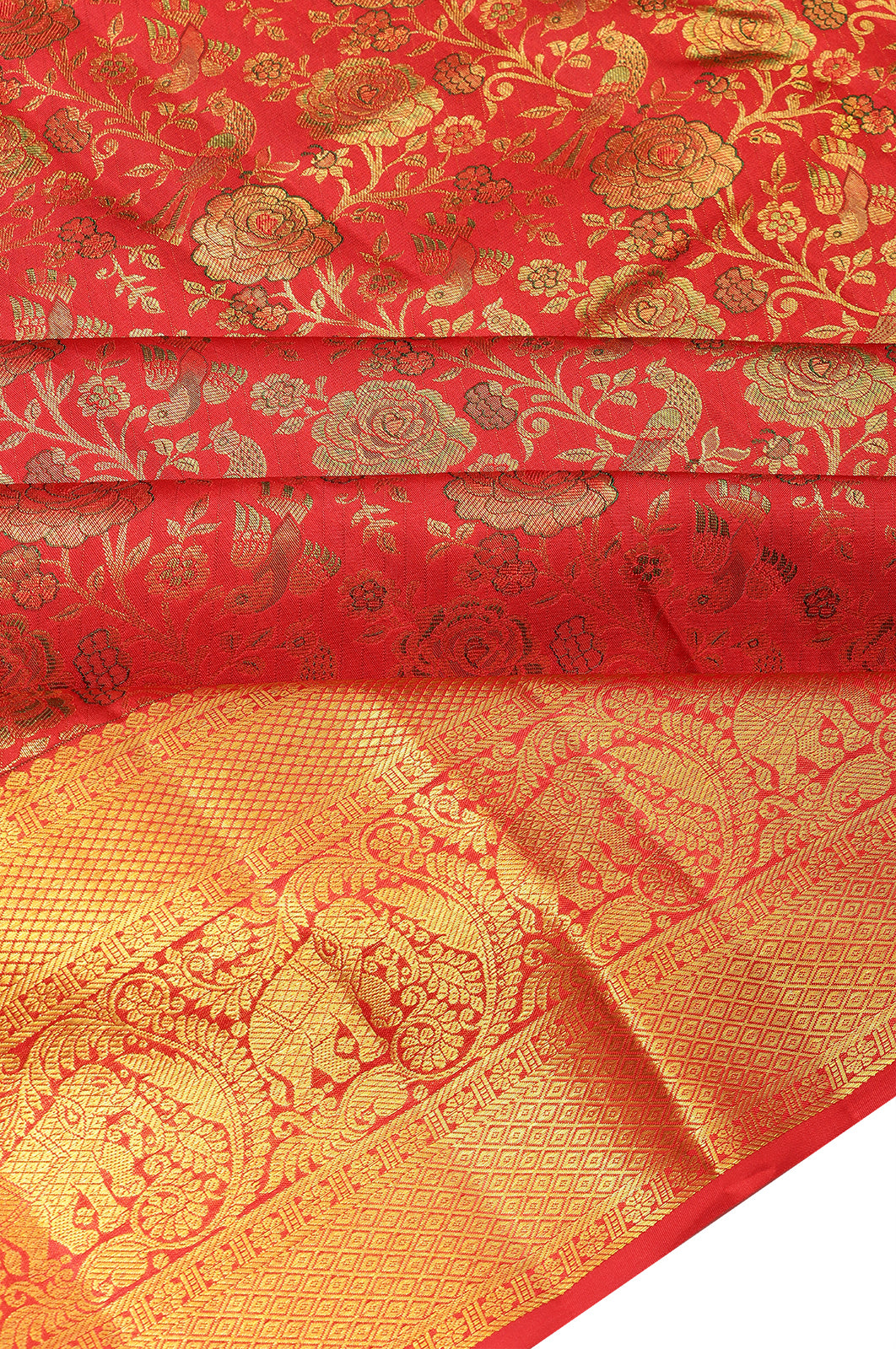 Taranga Kanchi Silk Brocade Red Saree
