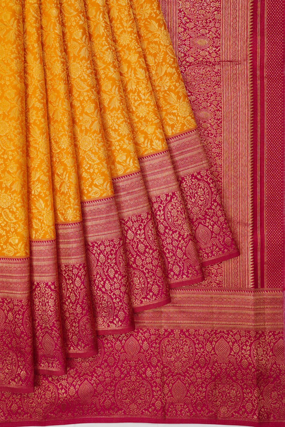 Taranga Kanchi Silk Brocade Orange Saree