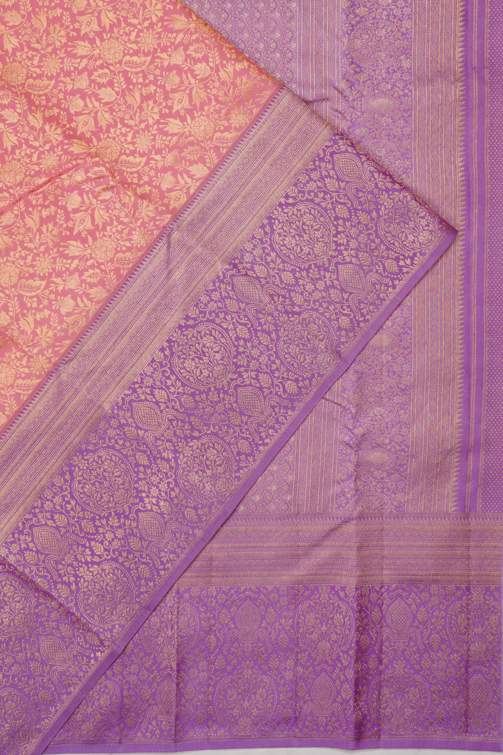 Taranga Kanchi Silk Brocade Peach Saree