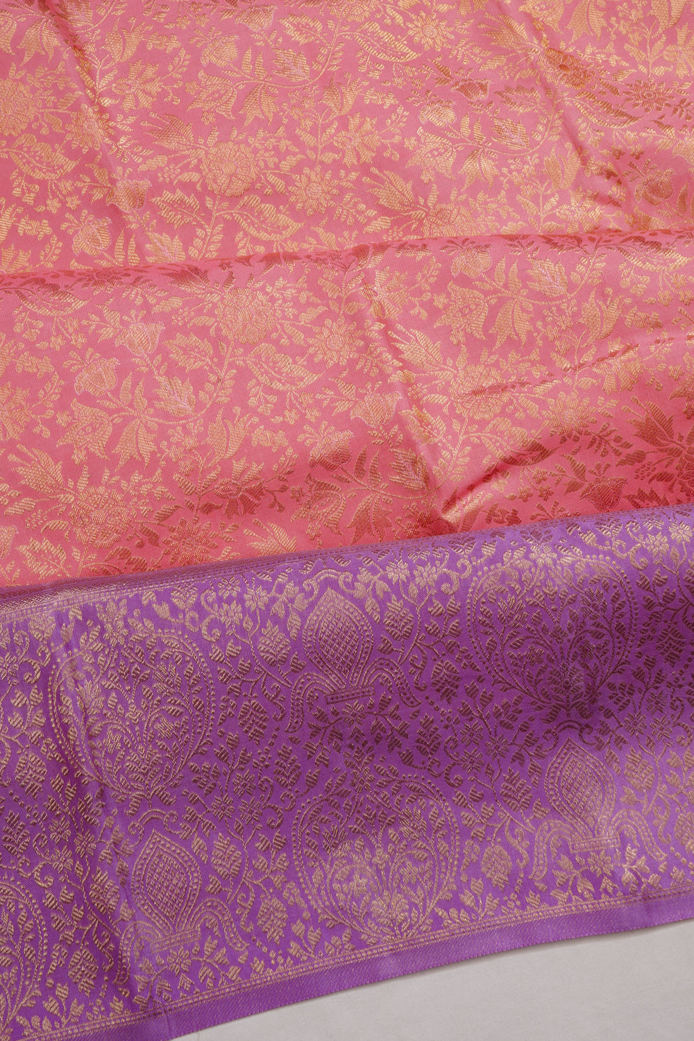 Taranga Kanchi Silk Brocade Peach Saree