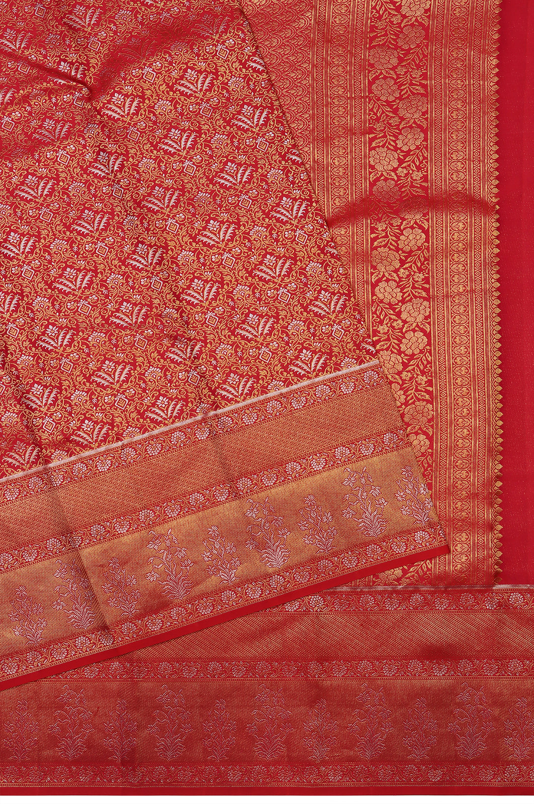 Taranga Kanchi Silk Brocade Red Saree