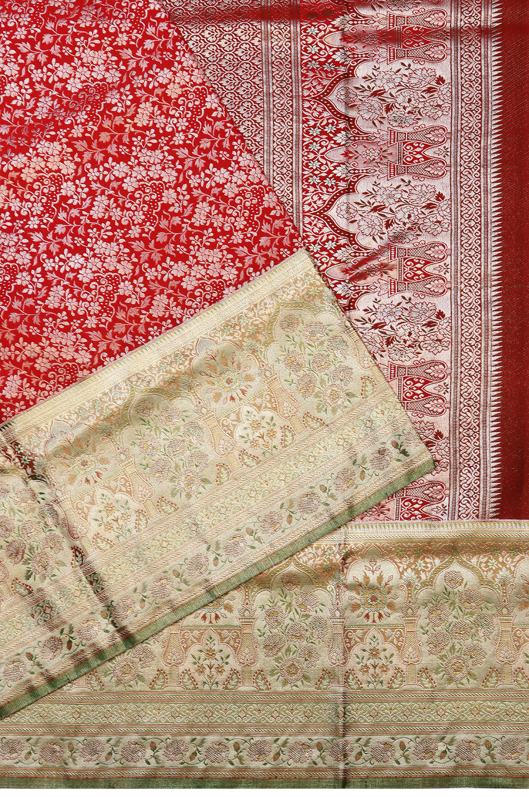 Taranga Kanchi Silk Brocade Red Saree