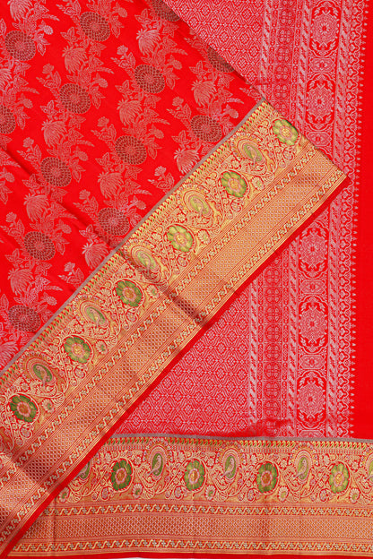 Kanchipuram Silk Jaal Red Saree