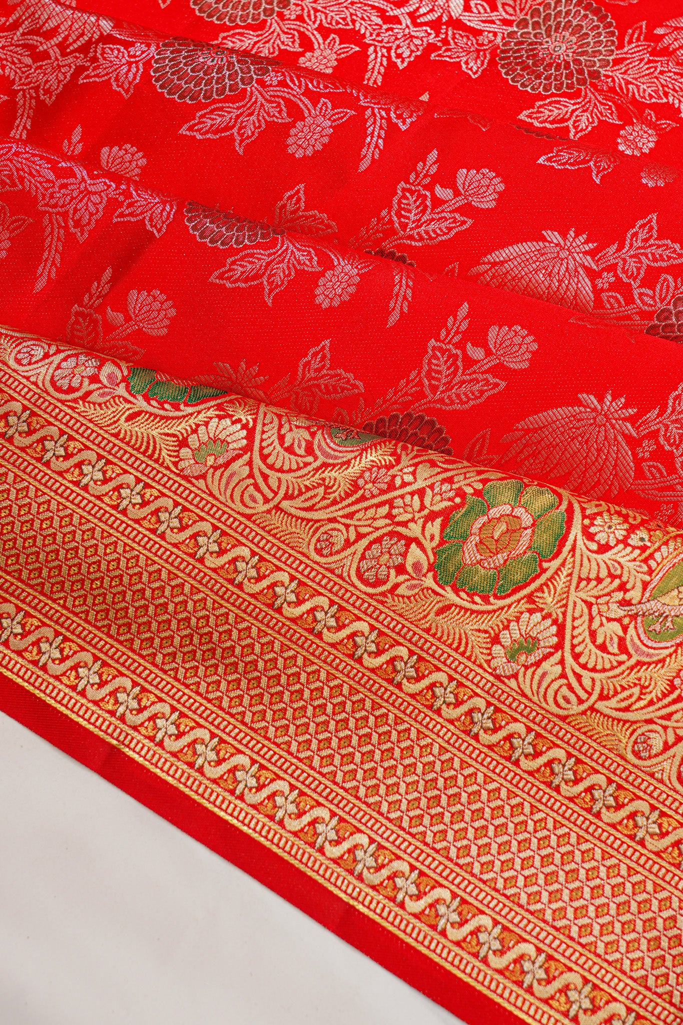 Kanchipuram Silk Jaal Red Saree