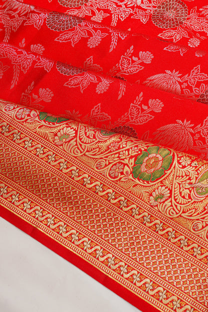 Kanchipuram Silk Jaal Red Saree