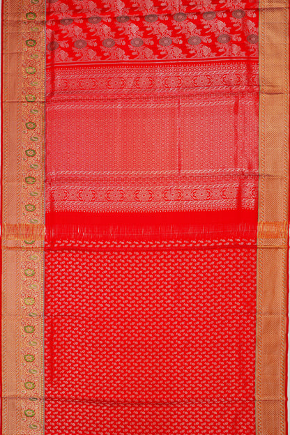 Kanchipuram Silk Jaal Red Saree
