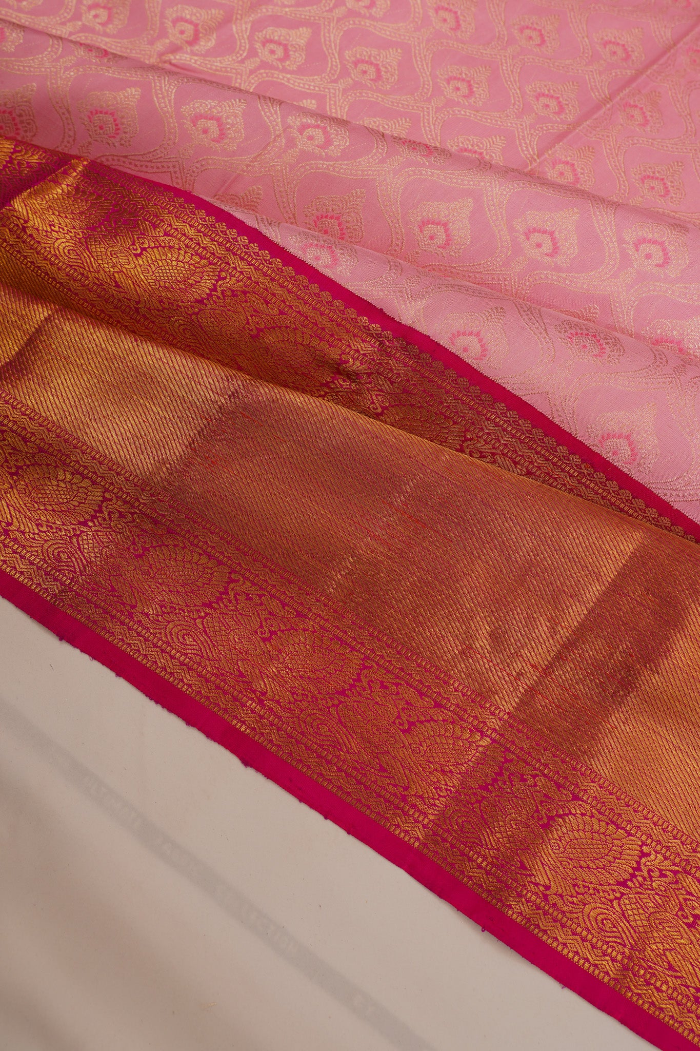 Kanchipuram Silk Brocade Baby Pink Saree