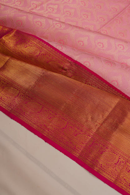 Kanchipuram Silk Brocade Baby Pink Saree