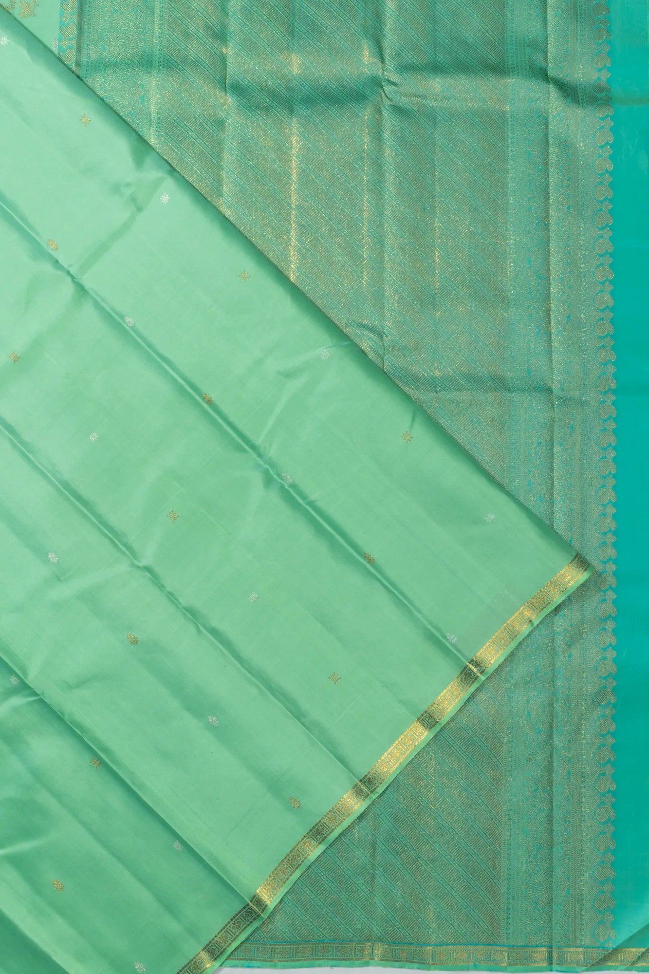 Kanchipuram Silk Butta Sea Green Saree