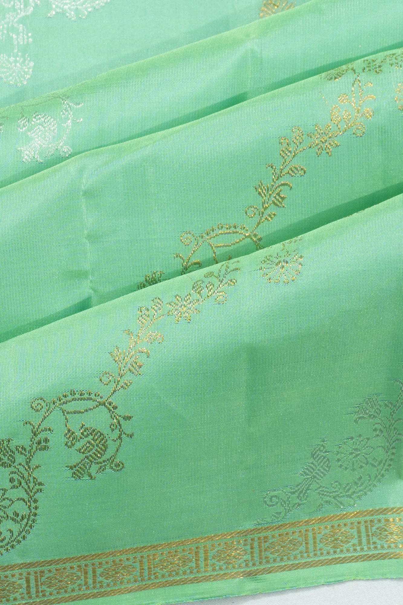 Kanchipuram Silk Butta Sea Green Saree