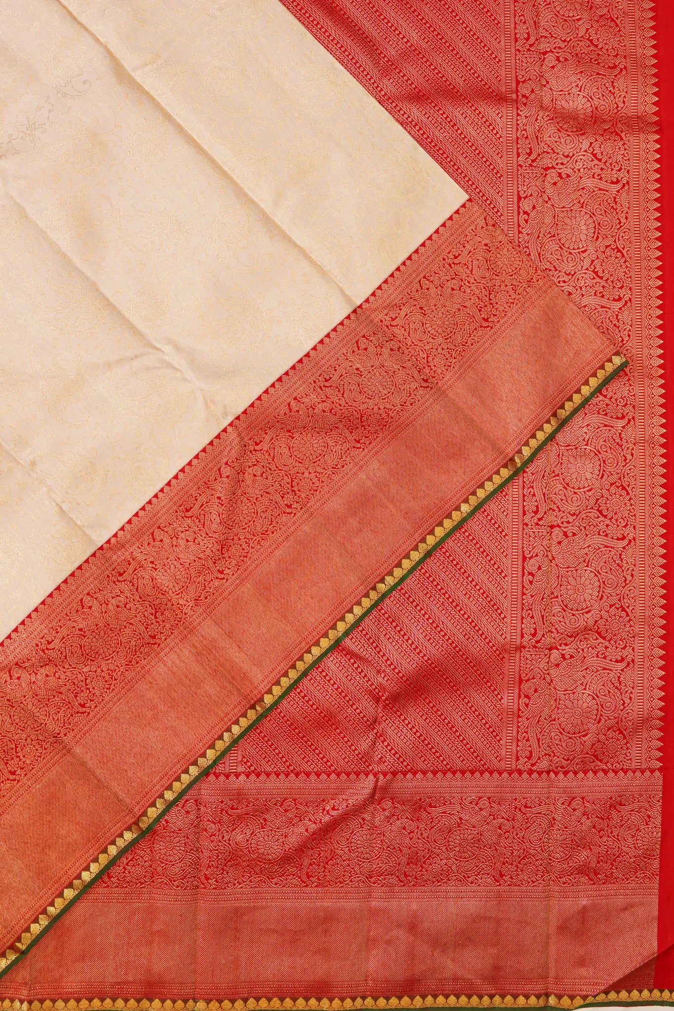 Kanchipuram Silk Brocade Beige Saree