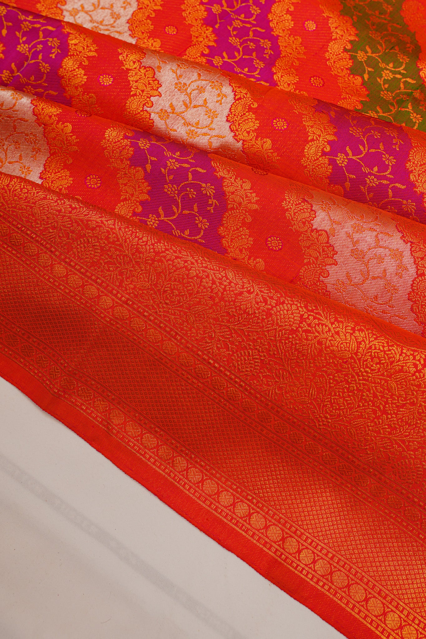 Kanchipuram Silk Leheriya Jaal Rangkat Inspired Red Saree