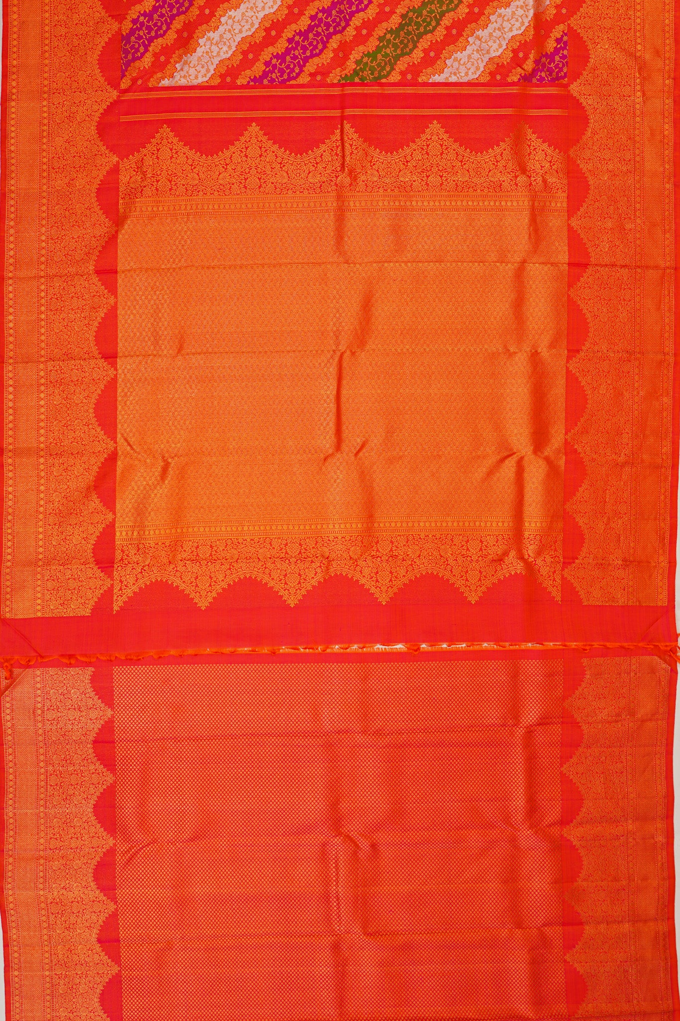 Kanchipuram Silk Leheriya Jaal Rangkat Inspired Red Saree