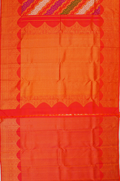 Kanchipuram Silk Leheriya Jaal Rangkat Inspired Red Saree