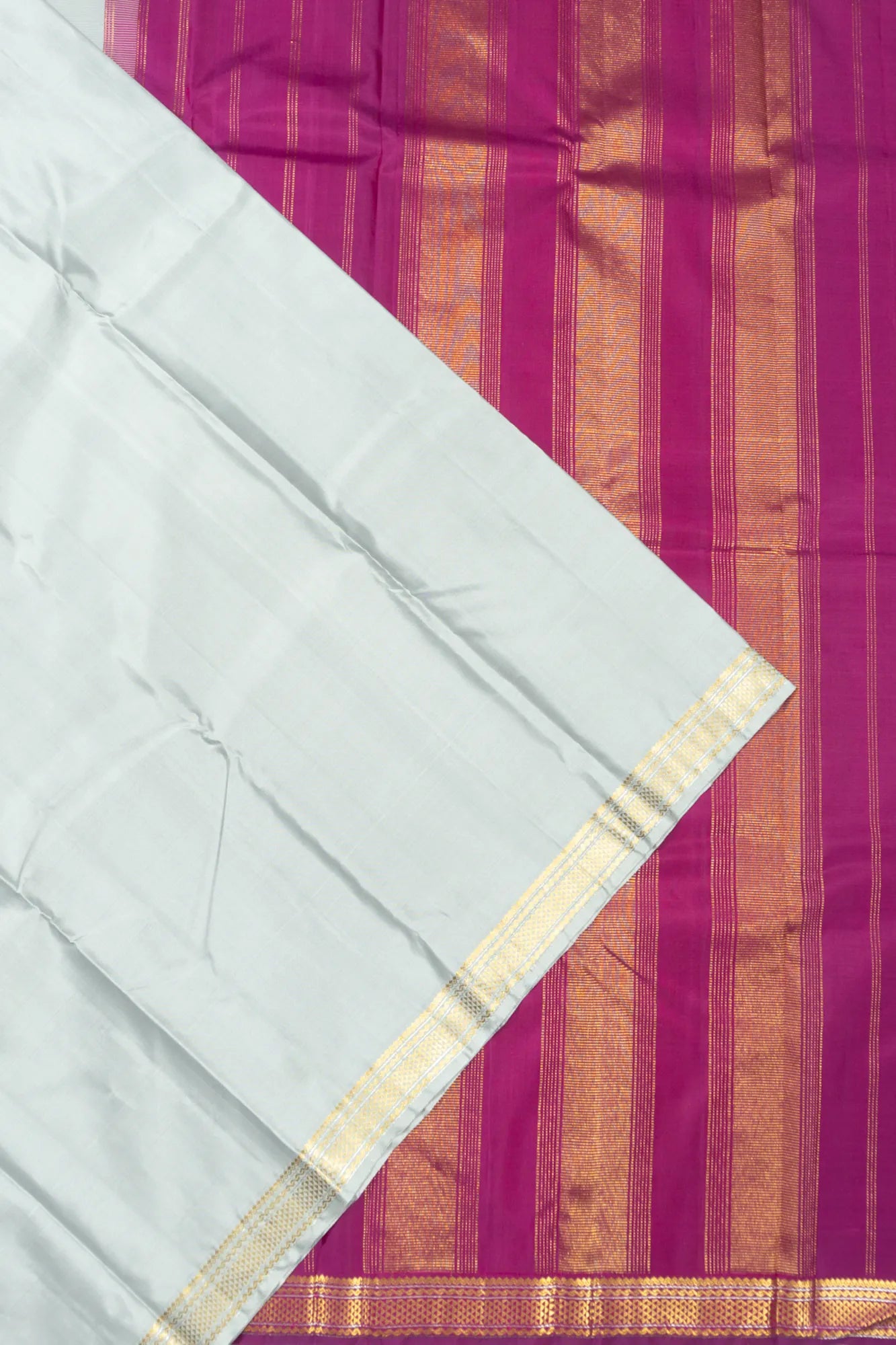 Classic Kanchipuram Silk Plain Pastel Grey Saree