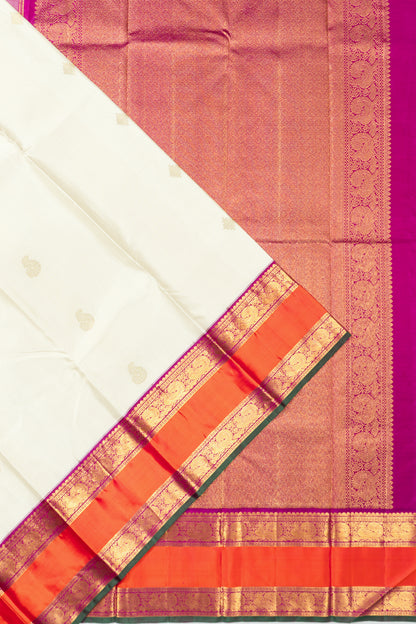 Classic Kanchipuram Silk Butta White Saree