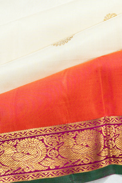 Classic Kanchipuram Silk Butta White Saree