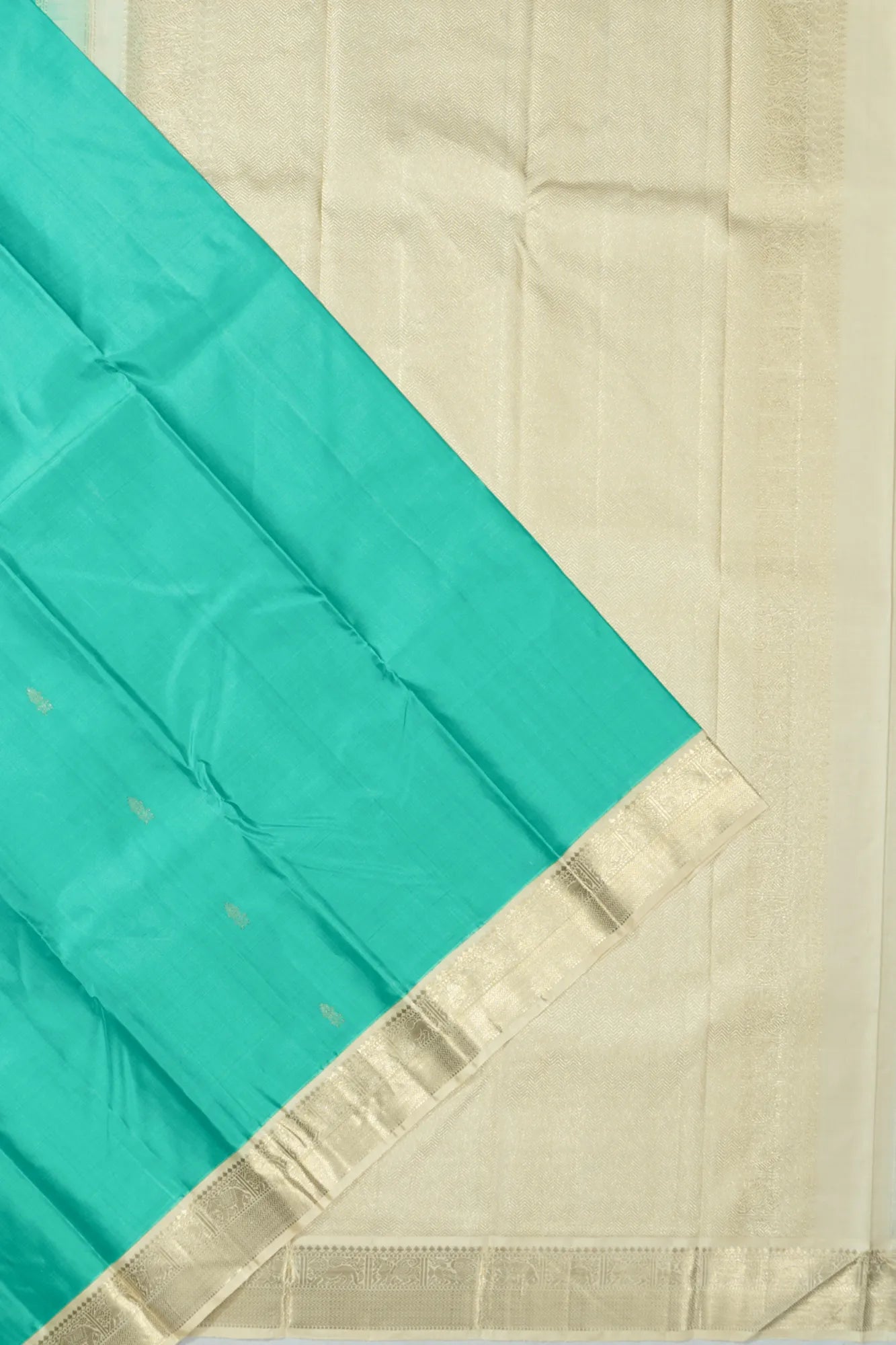 Pista Green Traditional Kanchipuram Saree with Blue Border main image 0