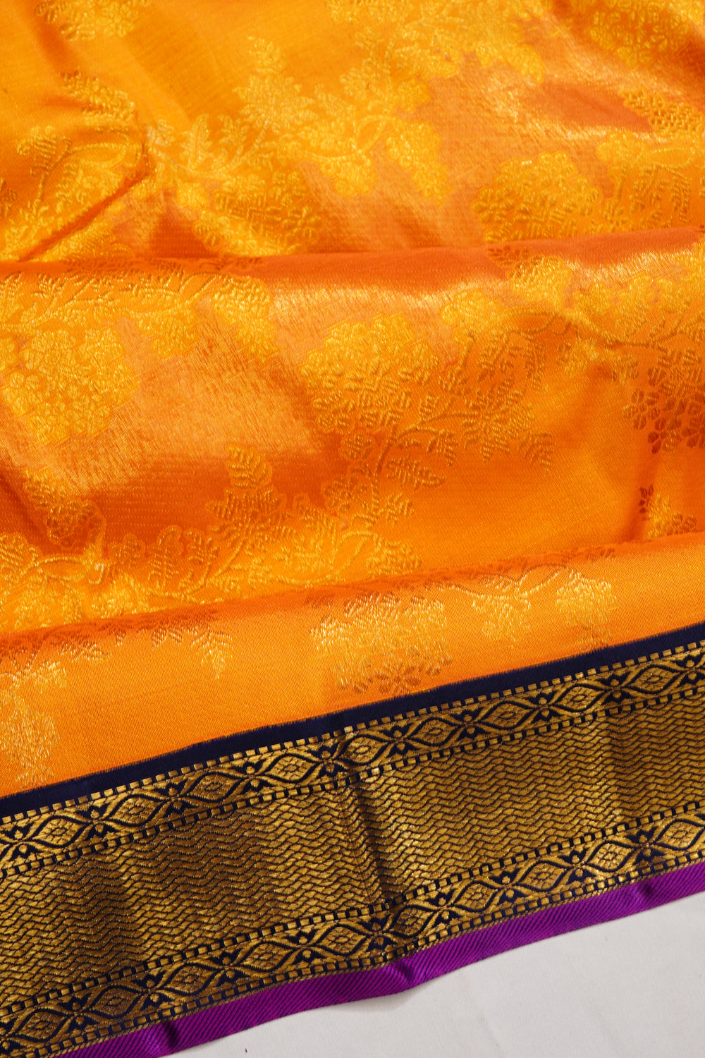 Kanchipuram Silk Brocade Mustard Yellow Saree