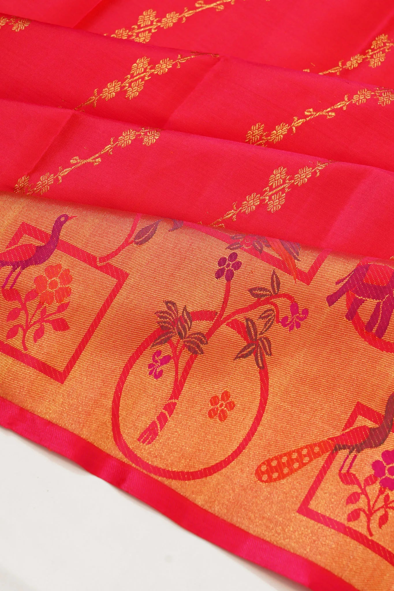 Kanchipuram Silk Leheriya Jaal Pink Saree