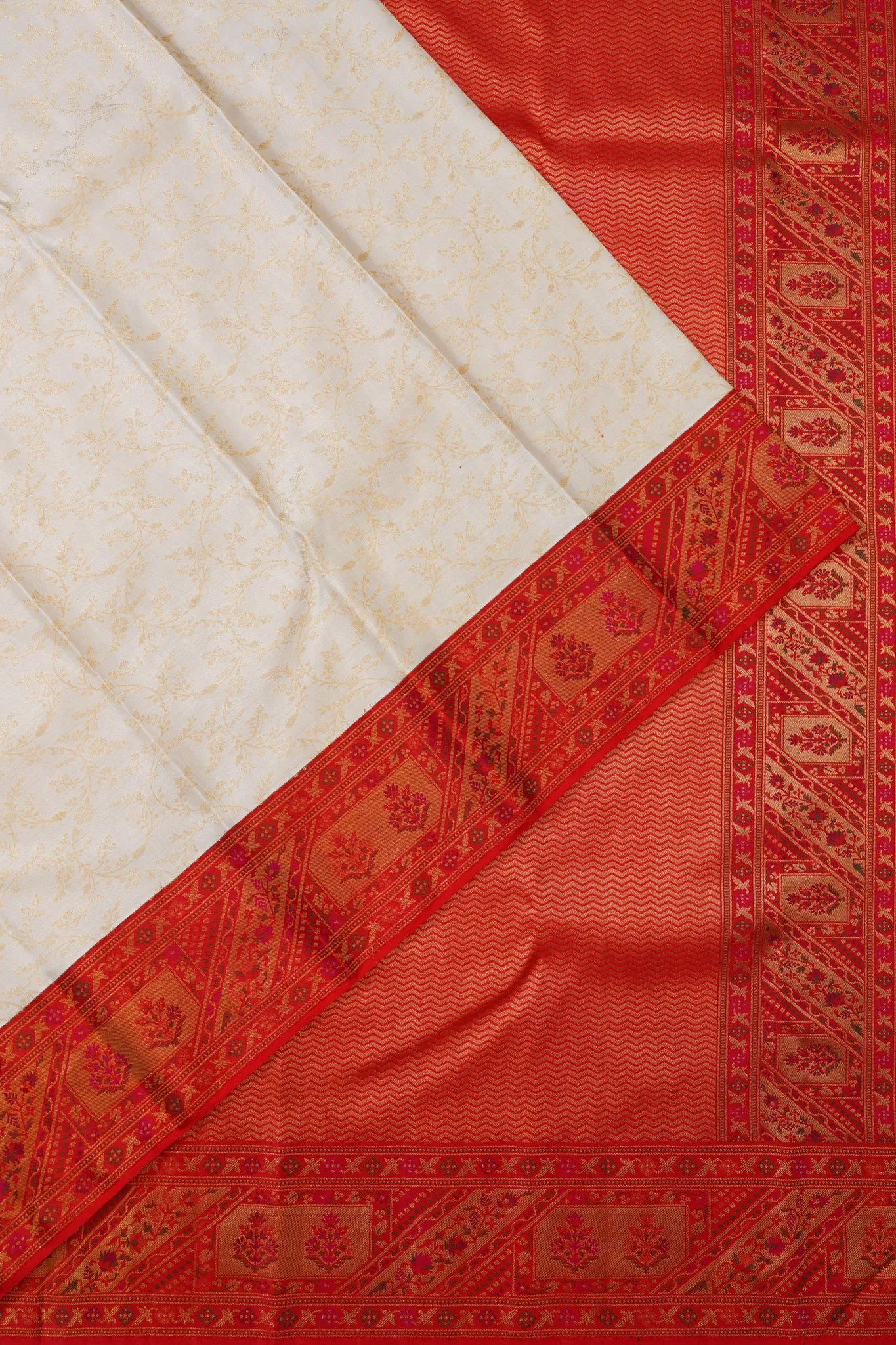Kanchipuram Silk Brocade White Saree