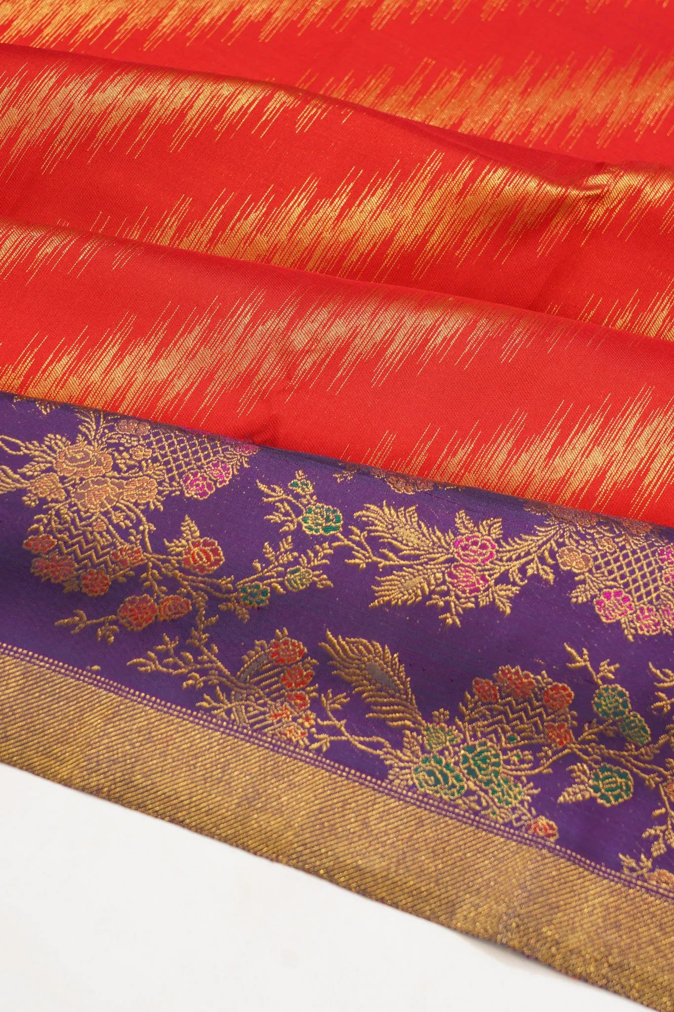 Kanchipuram Silk Leheriya Jaal Red Saree