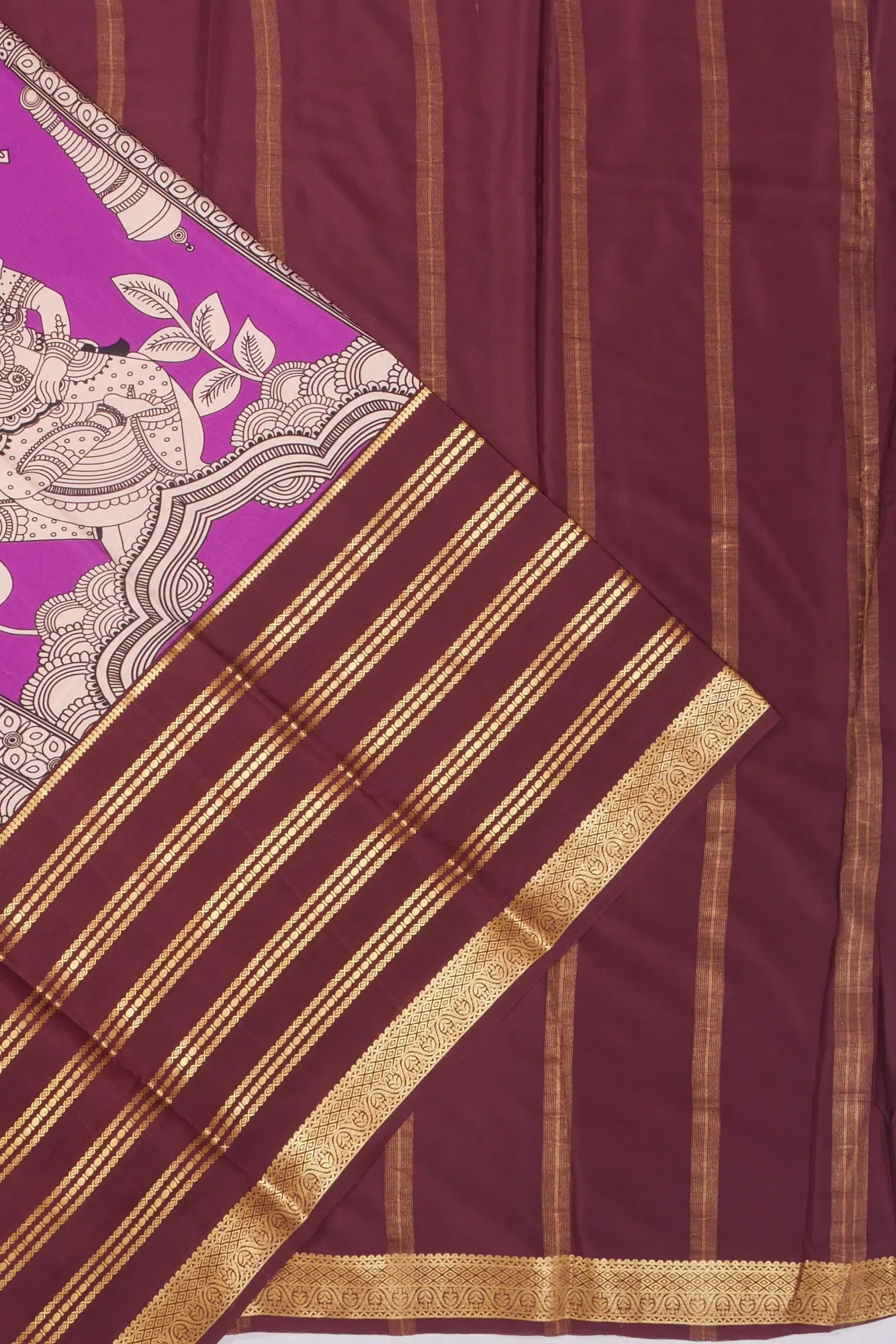 Kankatala Binny Silk Kalamkari Pink Saree g2