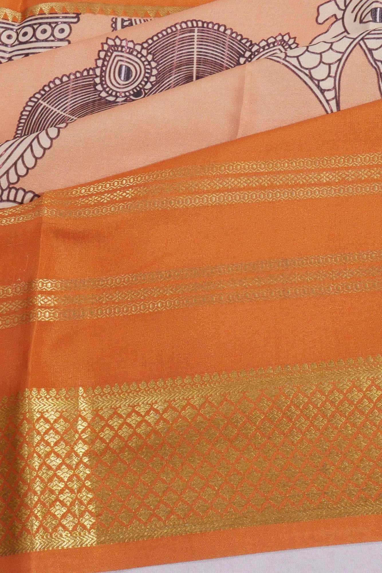 Kankatala Binny Silk Kalamkari Peach Saree g2