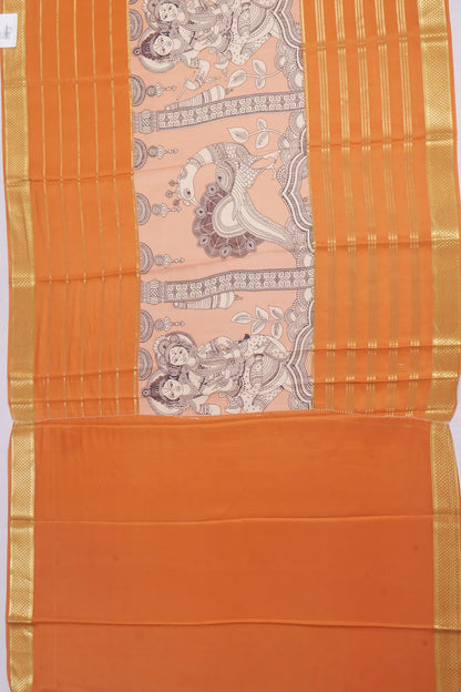 Kankatala Binny Silk Kalamkari Peach Saree g2