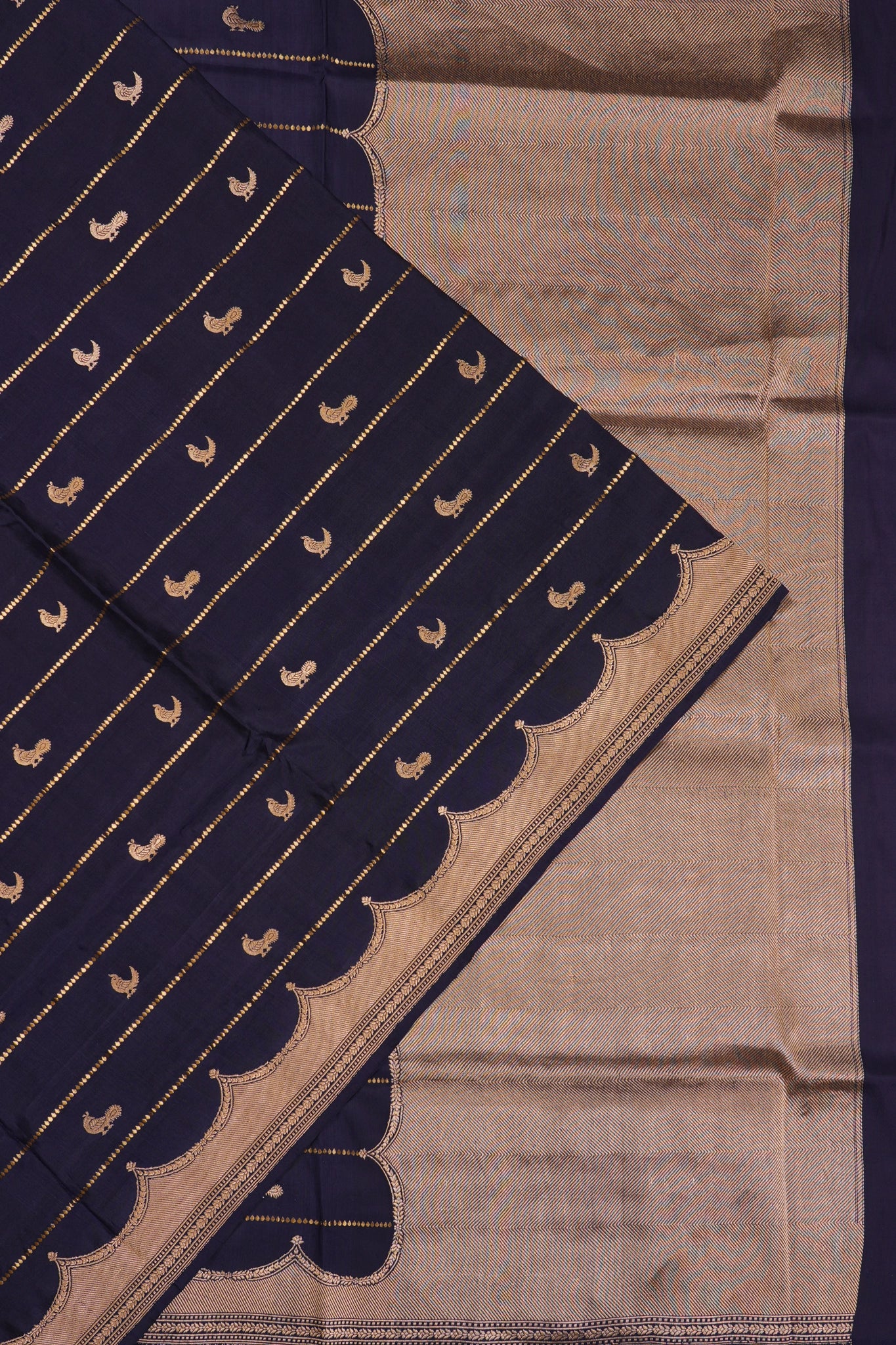 Banarasi Silk Brocade Dark Blue Saree