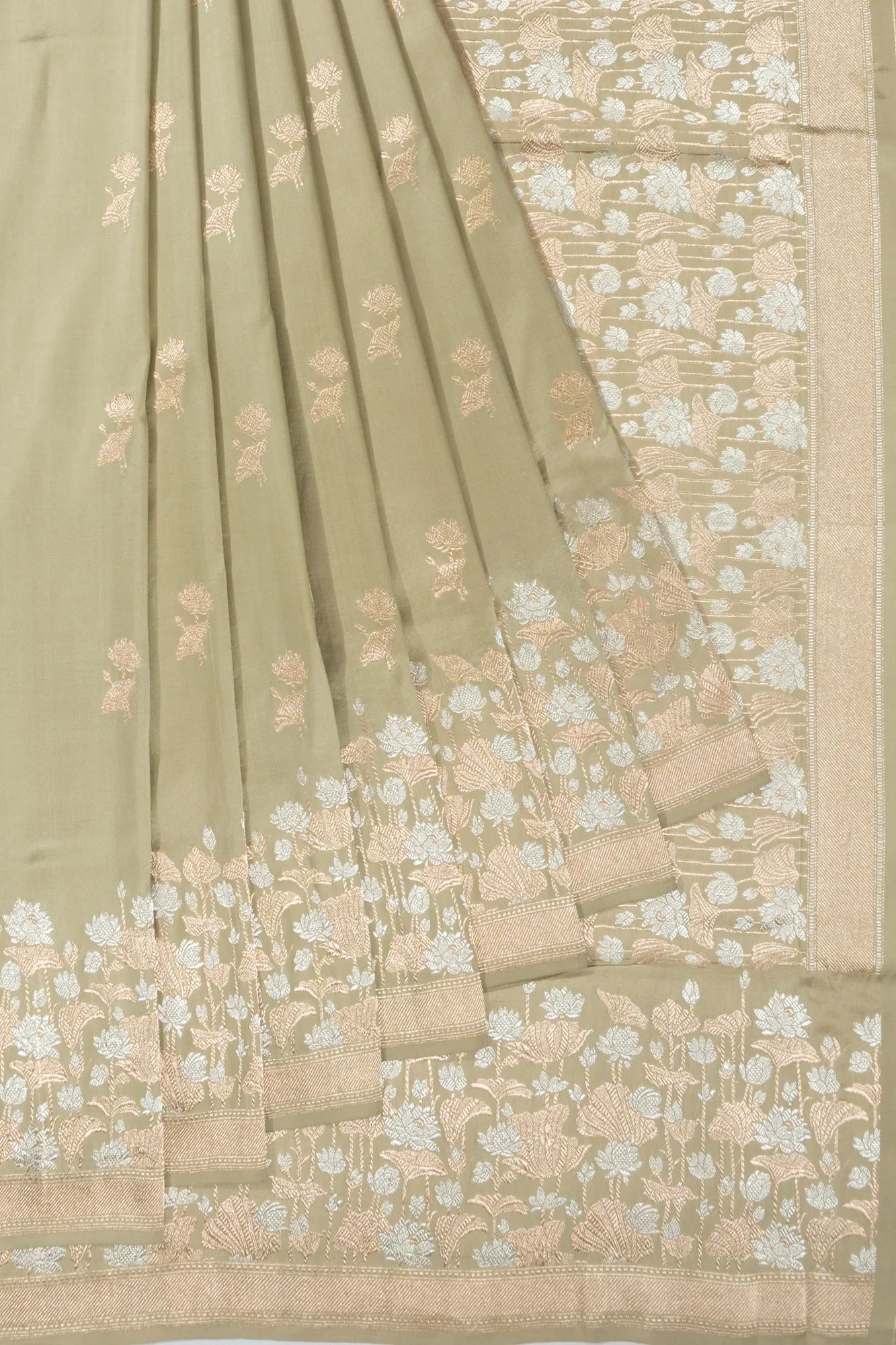 Banarasi Silk Butta Pista Green Saree