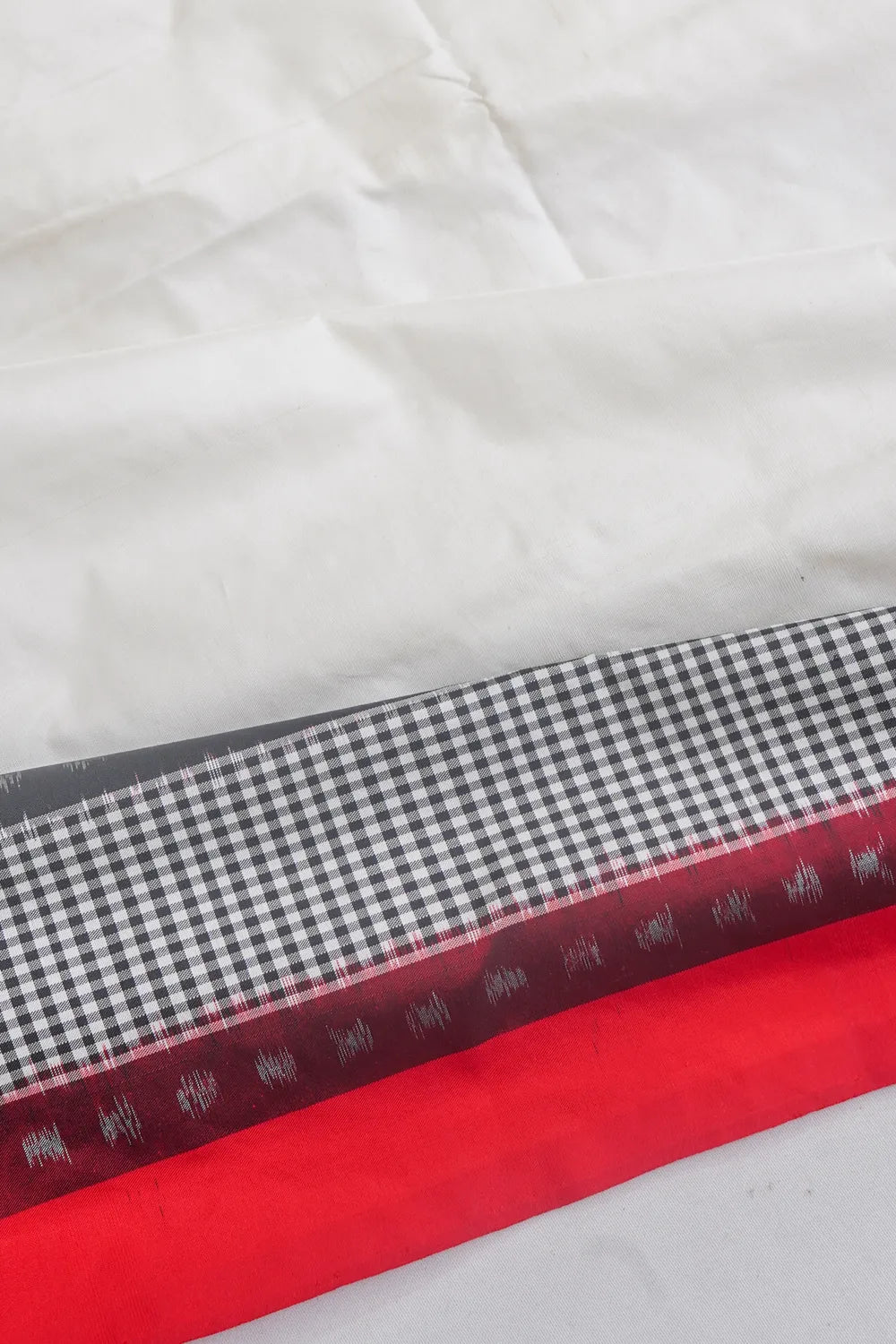 Pochampally Silk Ikat Plain White Saree