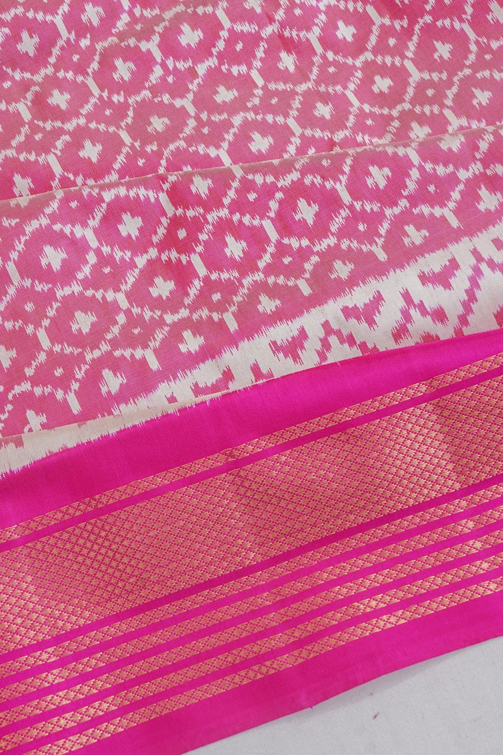 Kanchipuram Silk Ikat Baby Pink Saree