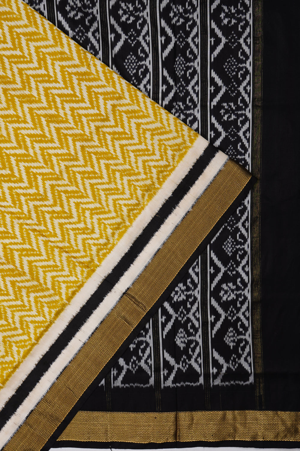 Pochampally Silk Ikat Yellow Saree