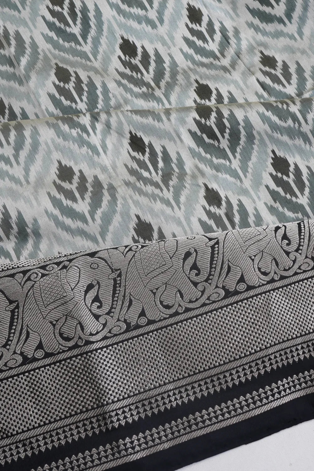 Kanchipuram Silk Ikat White Saree