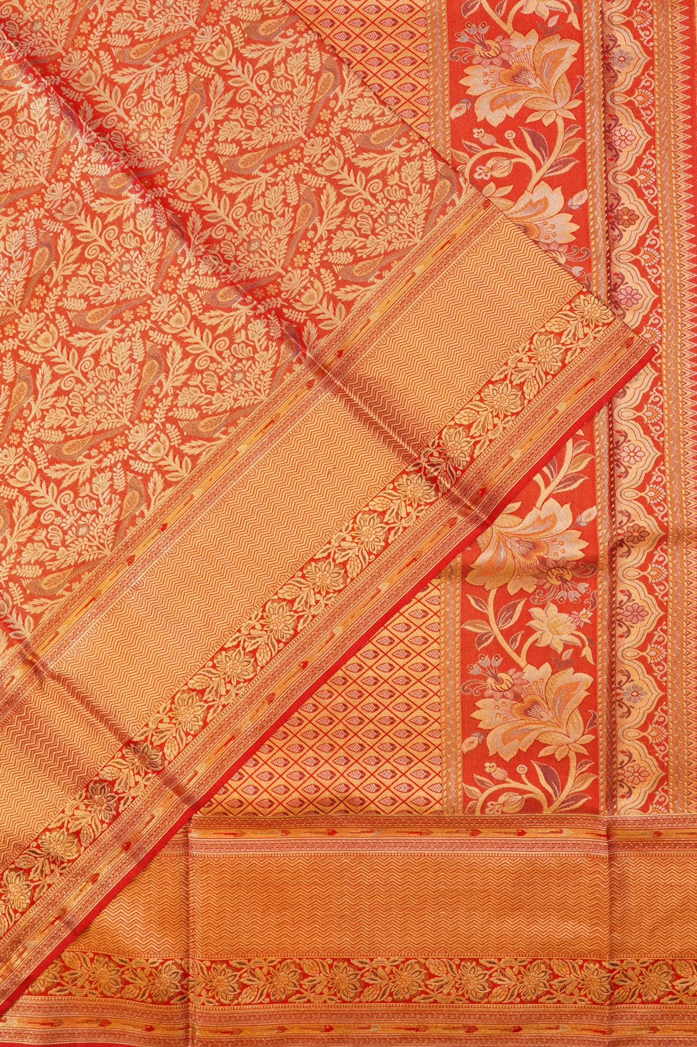 Kanchipuram Silk Tissue Brocade Red Saree