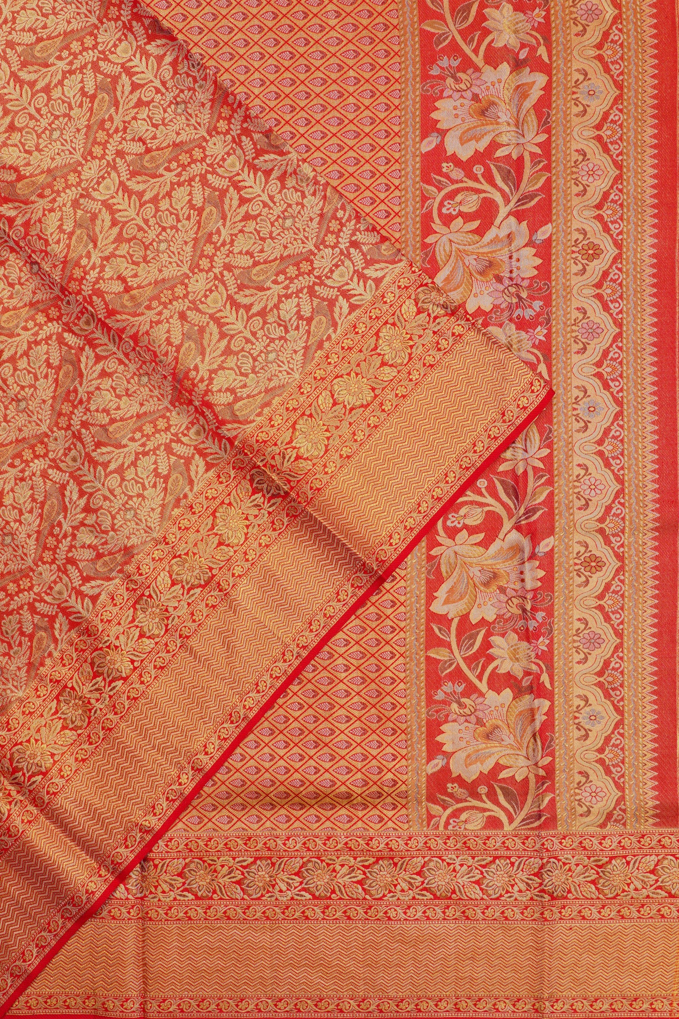 Kanchipuram Silk Brocade Red Saree