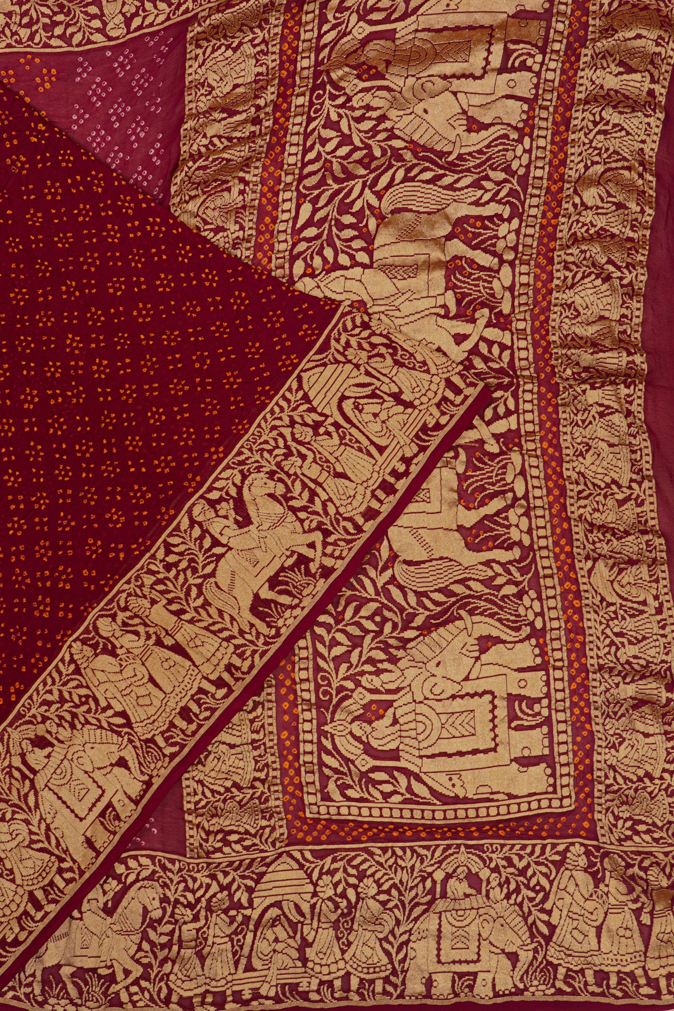 Banarasi Silk Bandhani Purple Saree